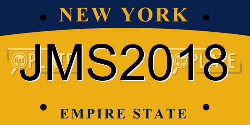 JMS2018 New York License Plate