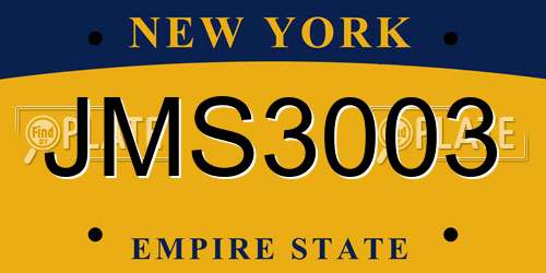 JMS3003 New York License Plate