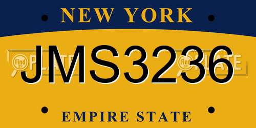 JMS3236 New York License Plate
