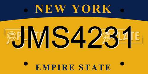 JMS4231 New York License Plate