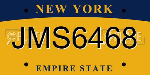 JMS6468 New York License Plate