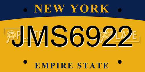 JMS6922 New York License Plate