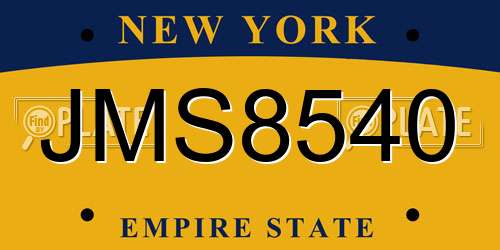 JMS8540 New York License Plate