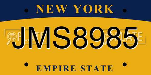 JMS8985 New York License Plate