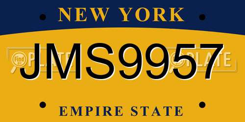 JMS9957 New York License Plate