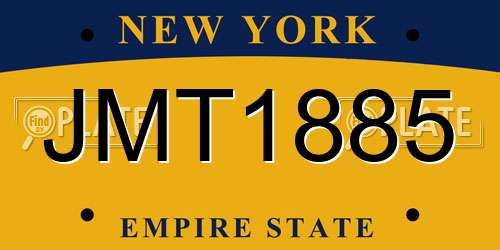 JMT1885 New York License Plate