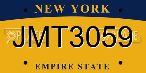 JMT3059 New York License Plate