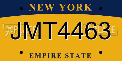 JMT4463 New York License Plate