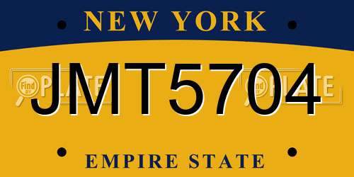 JMT5704 New York License Plate