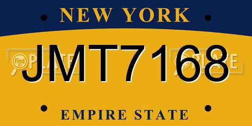 JMT7168 New York License Plate