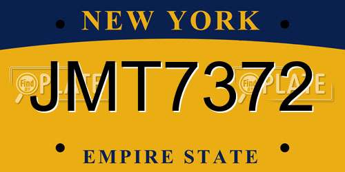 JMT7372 New York License Plate