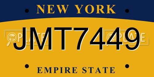 JMT7449 New York License Plate