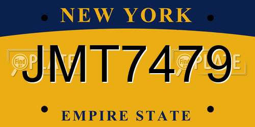 JMT7479 New York License Plate