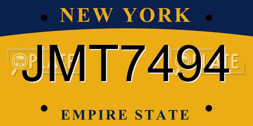 JMT7494 New York License Plate