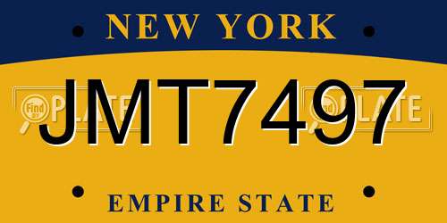 JMT7497 New York License Plate