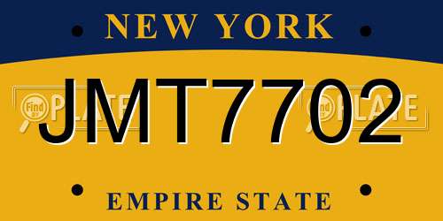 JMT7702 New York License Plate