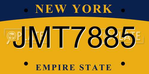JMT7885 New York License Plate