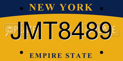 JMT8489 New York License Plate