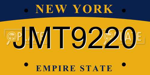 JMT9220 New York License Plate