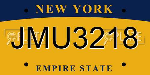 JMU3218 New York License Plate