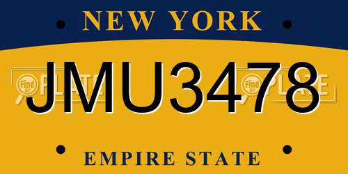 JMU3478 New York License Plate
