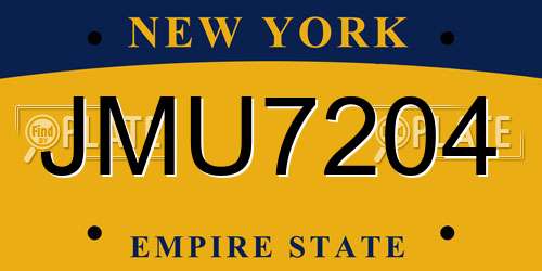 JMU7204 New York License Plate