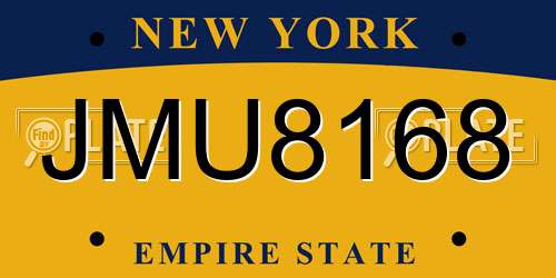 JMU8168 New York License Plate