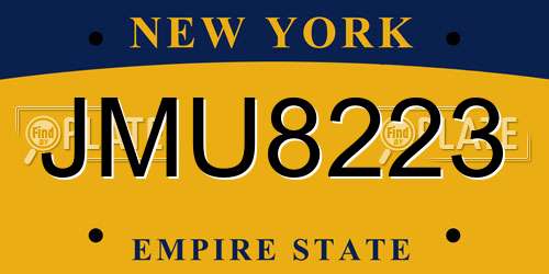JMU8223 New York License Plate