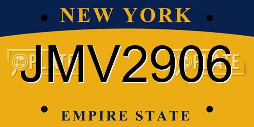 JMV2906 New York License Plate