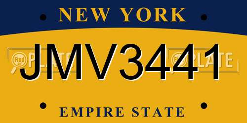 JMV3441 New York License Plate