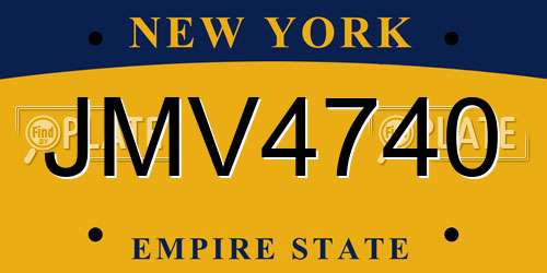 JMV4740 New York License Plate