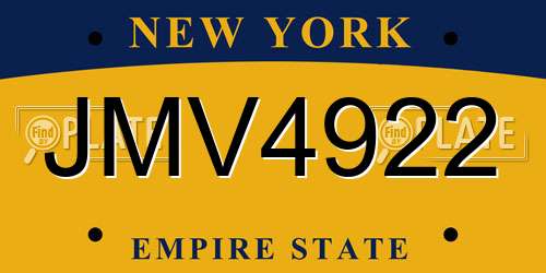 JMV4922 New York License Plate