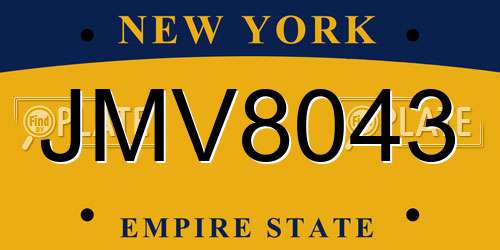 JMV8043 New York License Plate