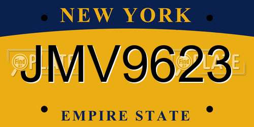 JMV9623 New York License Plate