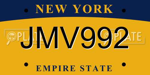 JMV992 New York License Plate