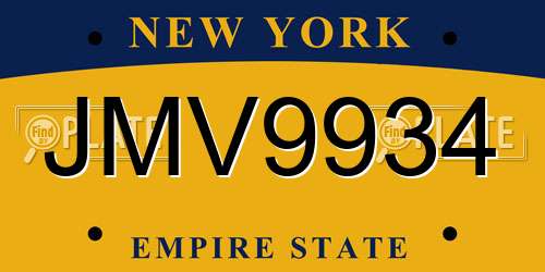 JMV9934 New York License Plate