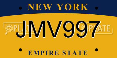 JMV997 New York License Plate