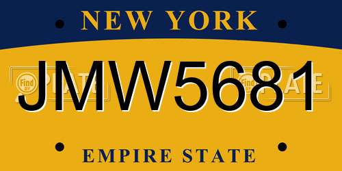 JMW5681 New York License Plate