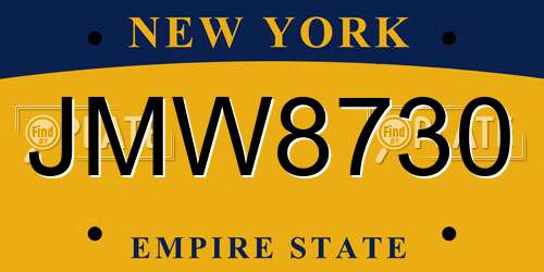 JMW8730 New York License Plate