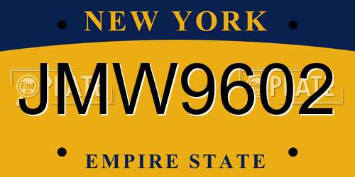JMW9602 New York License Plate