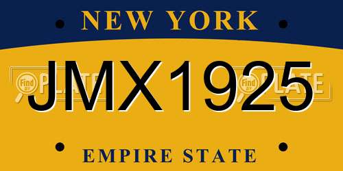 JMX1925 New York License Plate