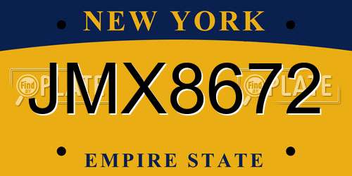 JMX8672 New York License Plate