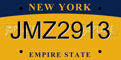 JMZ2913 New York License Plate