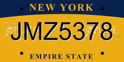 JMZ5378 New York License Plate
