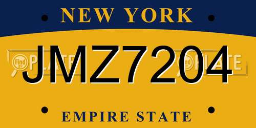 JMZ7204 New York License Plate