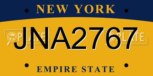 JNA2767 New York License Plate