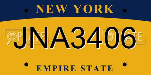 JNA3406 New York License Plate