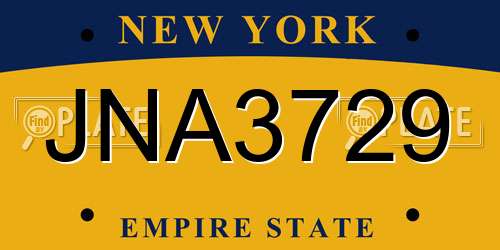 JNA3729 New York License Plate