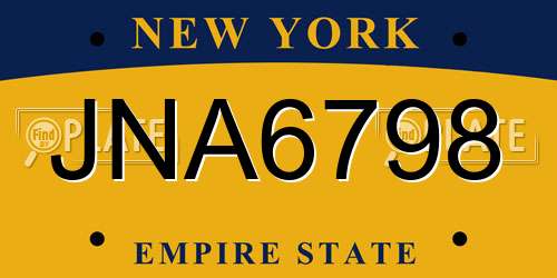 JNA6798 New York License Plate