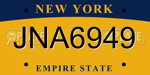 JNA6949 New York License Plate